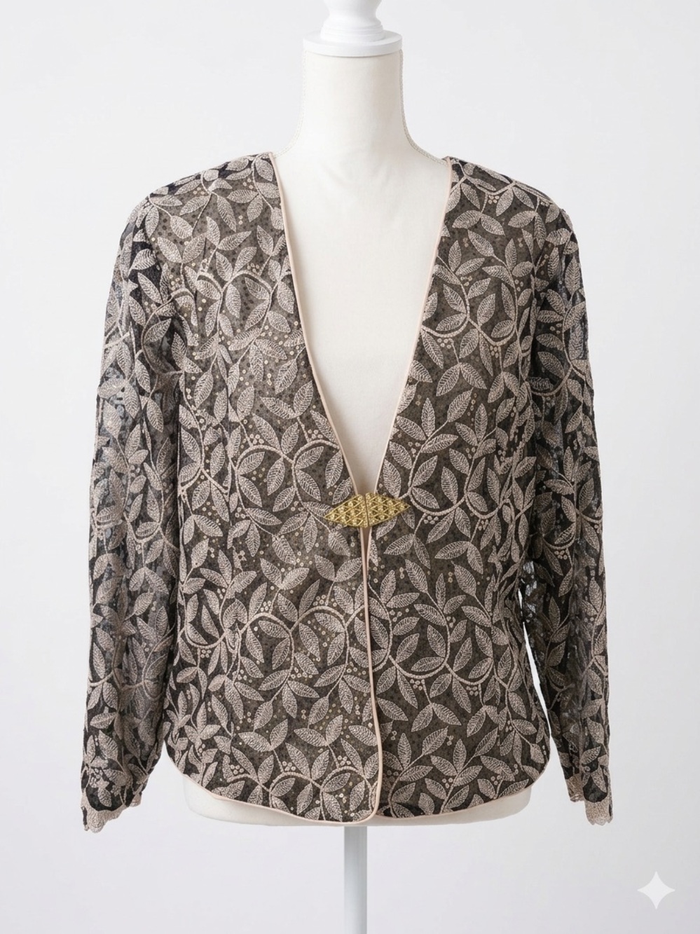 Cindy USA Embroidered Lace Sequin Blazer Evening Jacket Rare VTG Plus Size 4XL